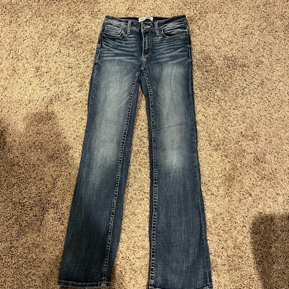 BKE Denim - BKE Women's Payton Mid Rise, Regular length Boot Cut Jeans in Dark Blue